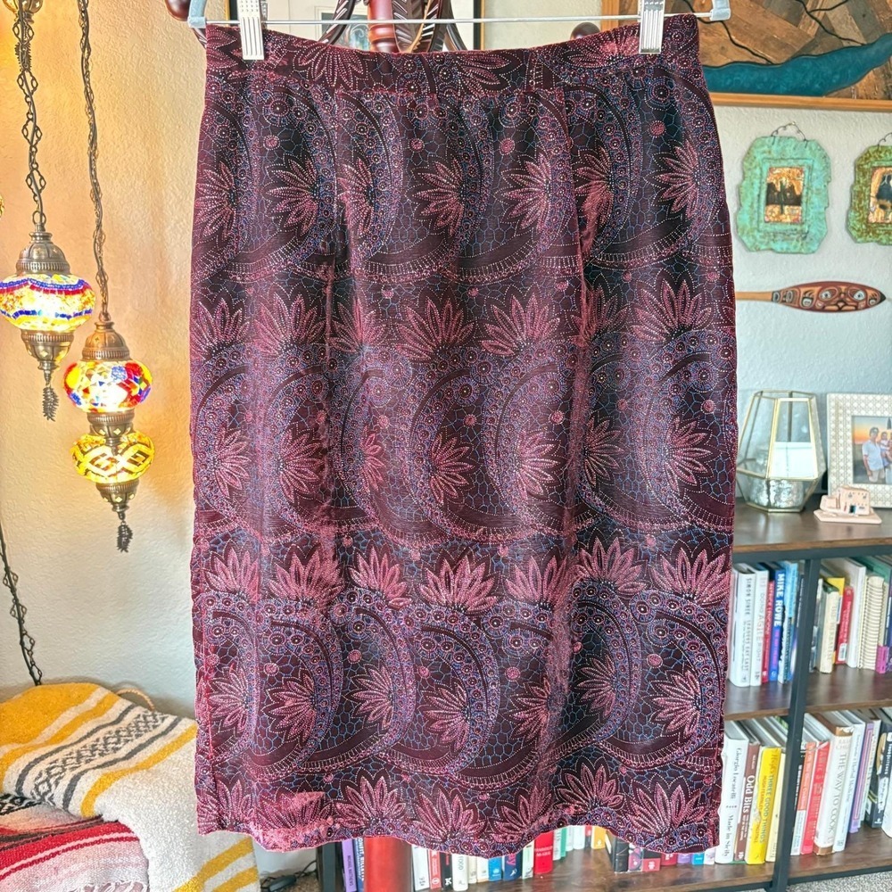 Scott McClintock Raised Pattern Velvet Midi Skirt Size 14